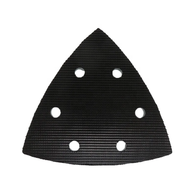 90*90*90MM 6Holes Triangular Black Hook and Loop PU Air and Electric Backing Pad  Sanding Pad for Polishing