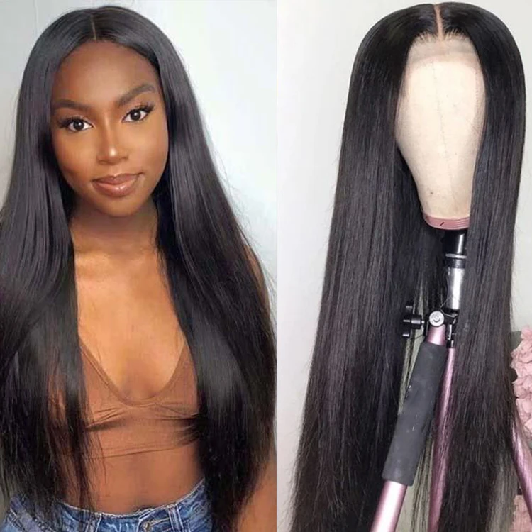 Factory Price 13X4 13X6 Long 40 Inch Bone Straight Wig Human Hair Lace Front 180%