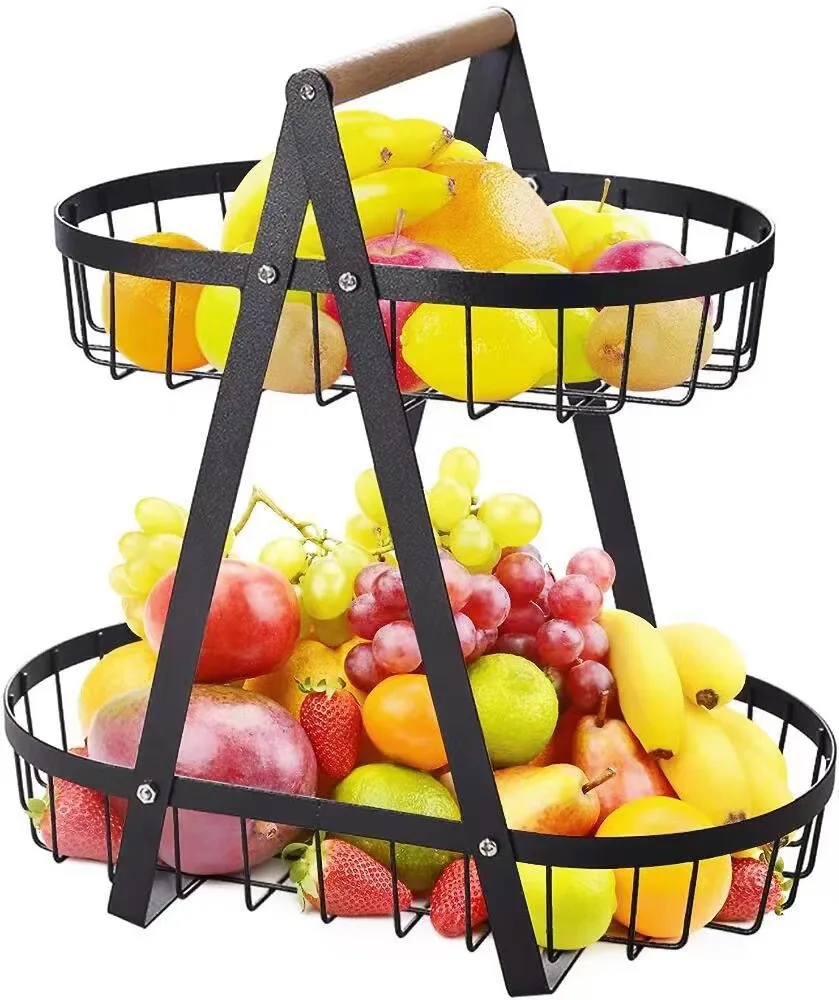 3 Tier Fruit Basket Detachable Metal Wire Fruit Bowl Basket for Kitchen Organizer Storage Fruits Vegetable Bread Snacks
