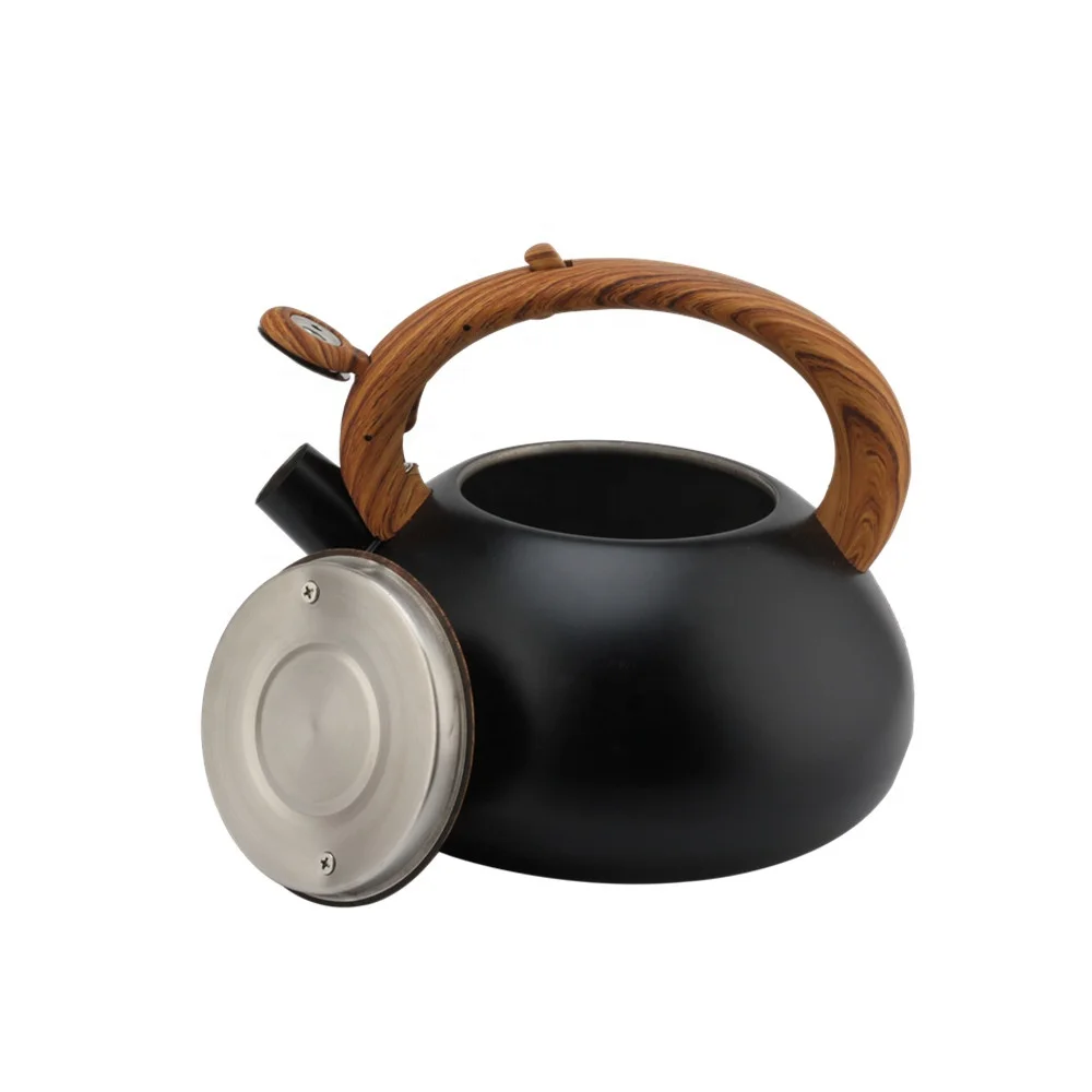 Food Grade Stainless Steel Hot Water, Fast to Boil, Cool Touch Handle, 2.5 Quart, Black, Whistling Stovetop Tea Kettle