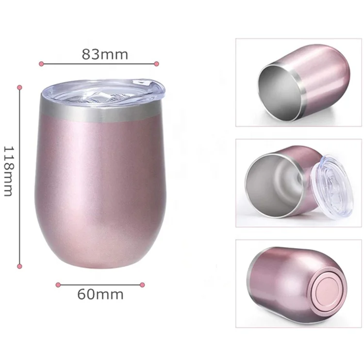 Shri Krishna International Glass Insulated Double Walled Vacuum Cup 12Oz Stainless Steel Mugs Wine Tumbler Wholesale