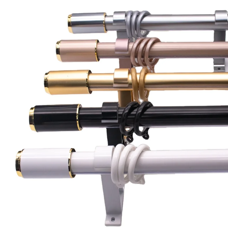 Modern Curtain Rod And Accessories Window Decorative Double Gold Curtains Rods Set 25mm 28mm Metal Aluminum Alloy Curtain Poles