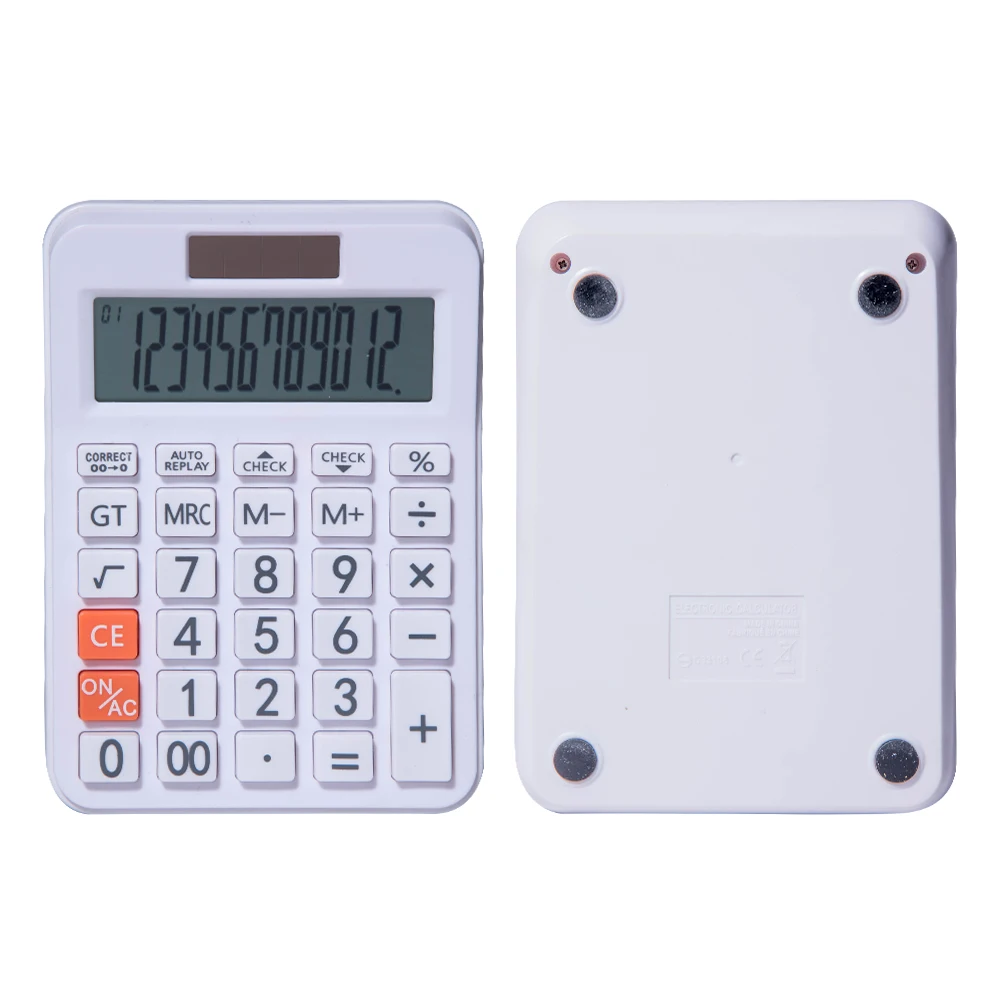 
Wholesale White Basic Dual Power 12 Digits Office Use Latest Calculator With Auto Replay Function 