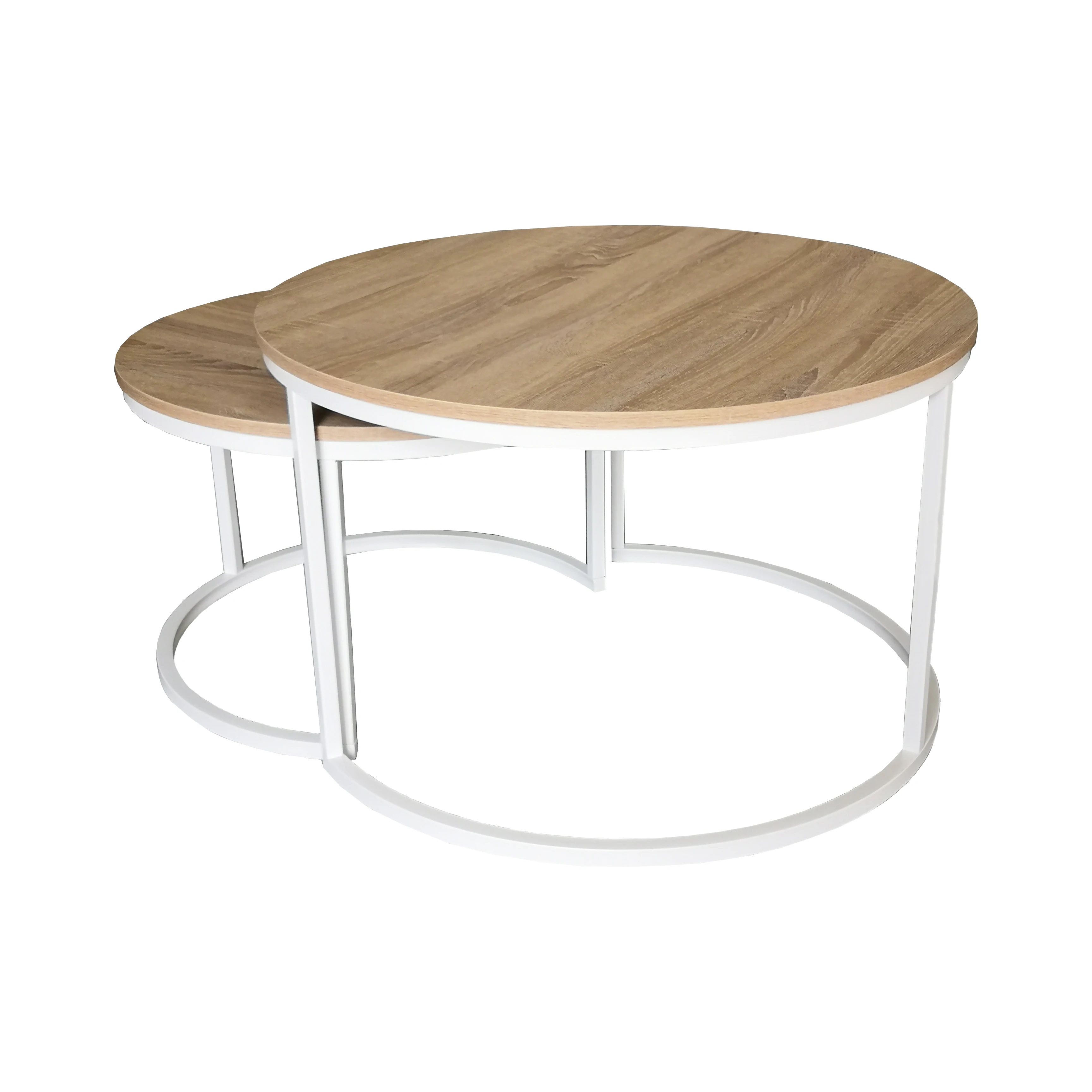 Modern MDF 15mm T+Double sided melamine paper top metal base white wholesale cheap price coffee table