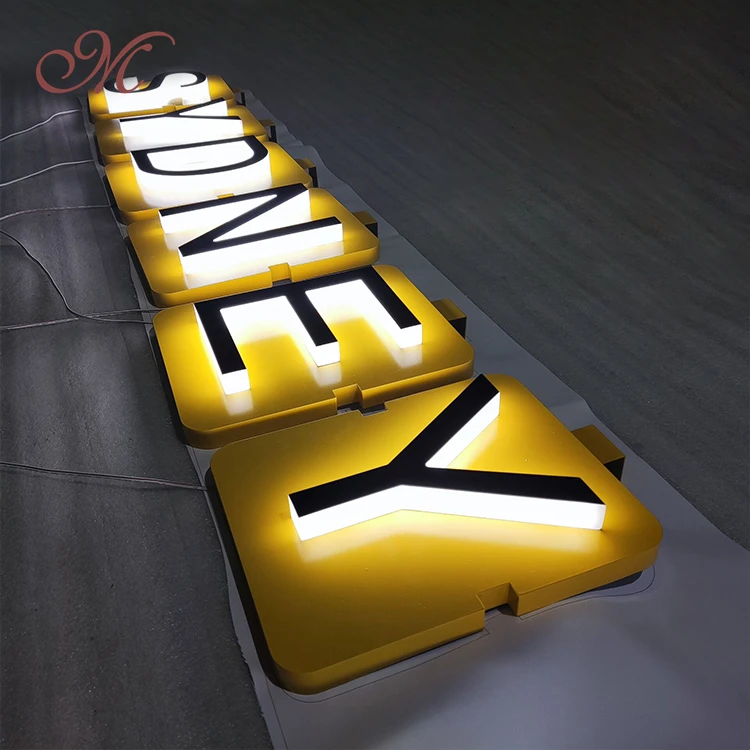 Customized 3D acrylic letter sign sidelit  black letters wall mounted signs for business & decor