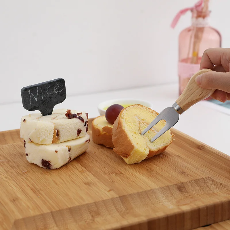 Cheesetray Bamboo Round Cheese Cutting Board Set Pastry Cheese Server Plate Bamboo Steak Tableware Slate Cheese Plate Board