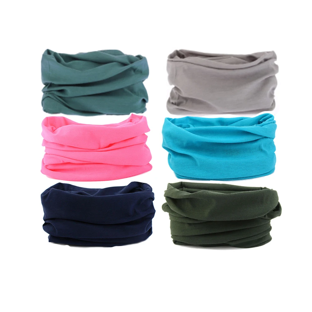 
6 Pcs Solid Color Cheap Stock Mens Gaiter Custom Face Shield Plain Bandana Neck Warmer Biker Face Mask 