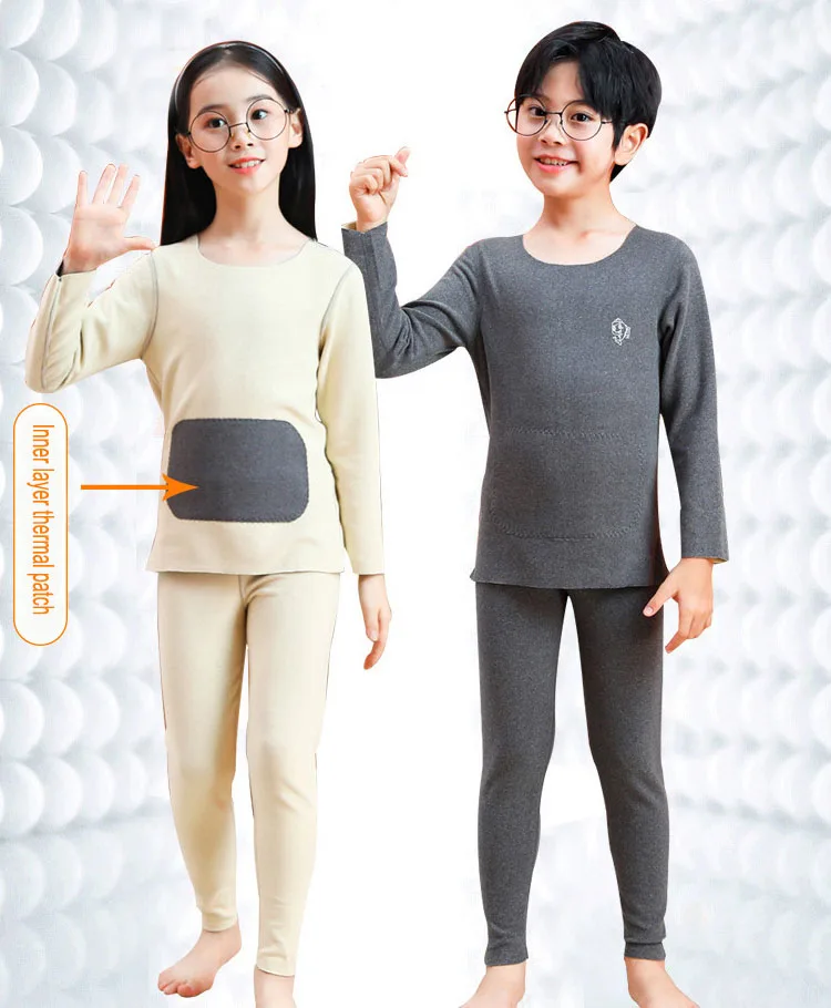 2022 New seamless Solid warm underwear  for boys kids long johns Children Thermal Underwear