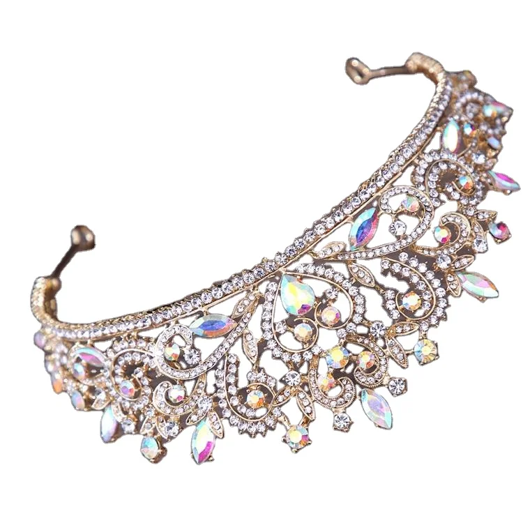 Hot Selling Wedding Accessories Colorful Diamonds Bride Headwear Decoration Birthday Crown Clothing Hair Ornaments
