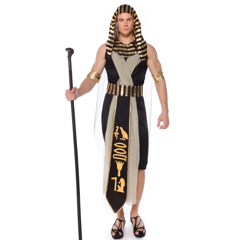 Mens Egyptian King Costume Ancient Pharaoh Egypt Fancy Dress Outfit For Halloween and Party Cosplay