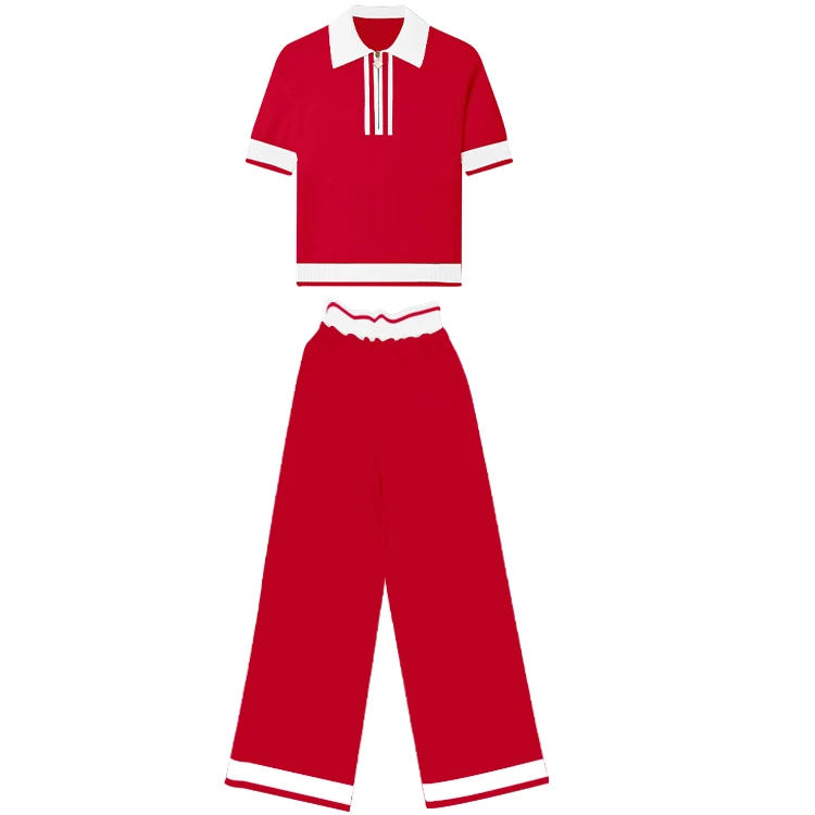 Women S Summer Sweater Set Matching Two Piece Casual Outfits Polo Kint Women Blouse And Sweater Shirt Set 2 Pieces Sweater Set