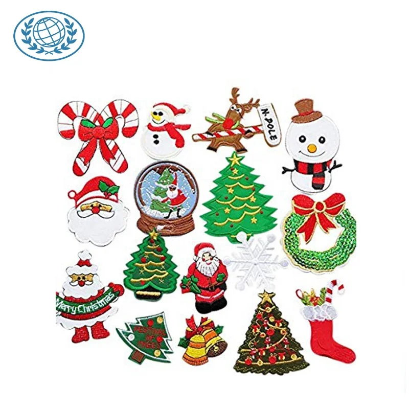 Patch Manufacture  Direct Custom Embroidery Uniform Patch Metallic Thread Embroidered Christmas patch