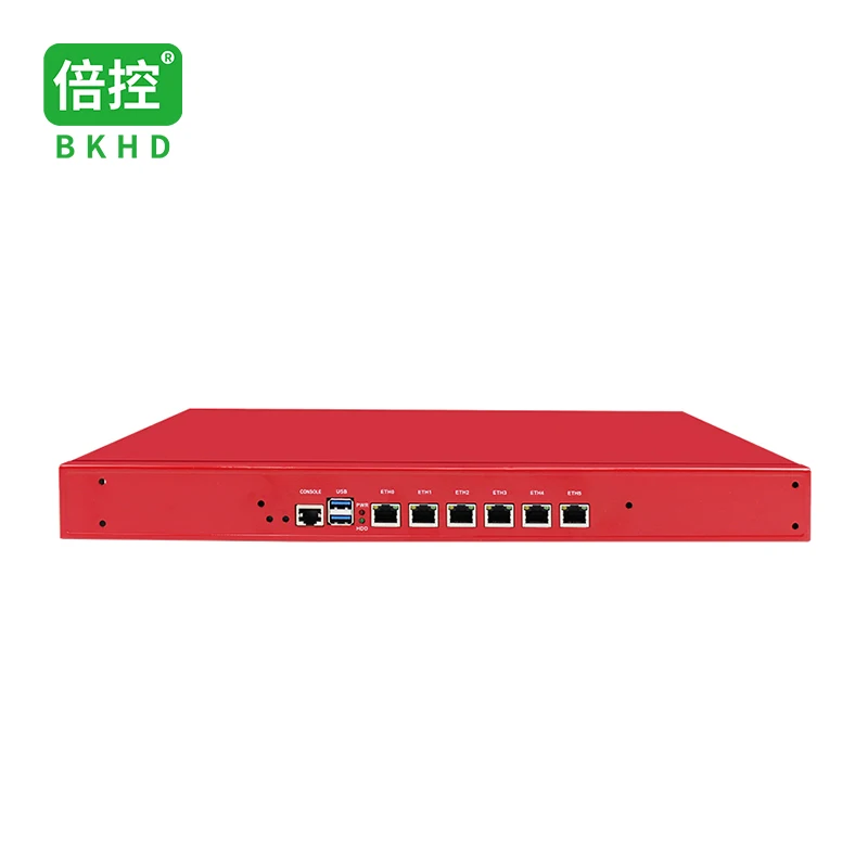 BKHD 1U Rackmount Firewall N5105 6x2.5Gb Ethernet Business Home Router Compatible Pfsense MikROS Customizable LOGO 1338NP Red