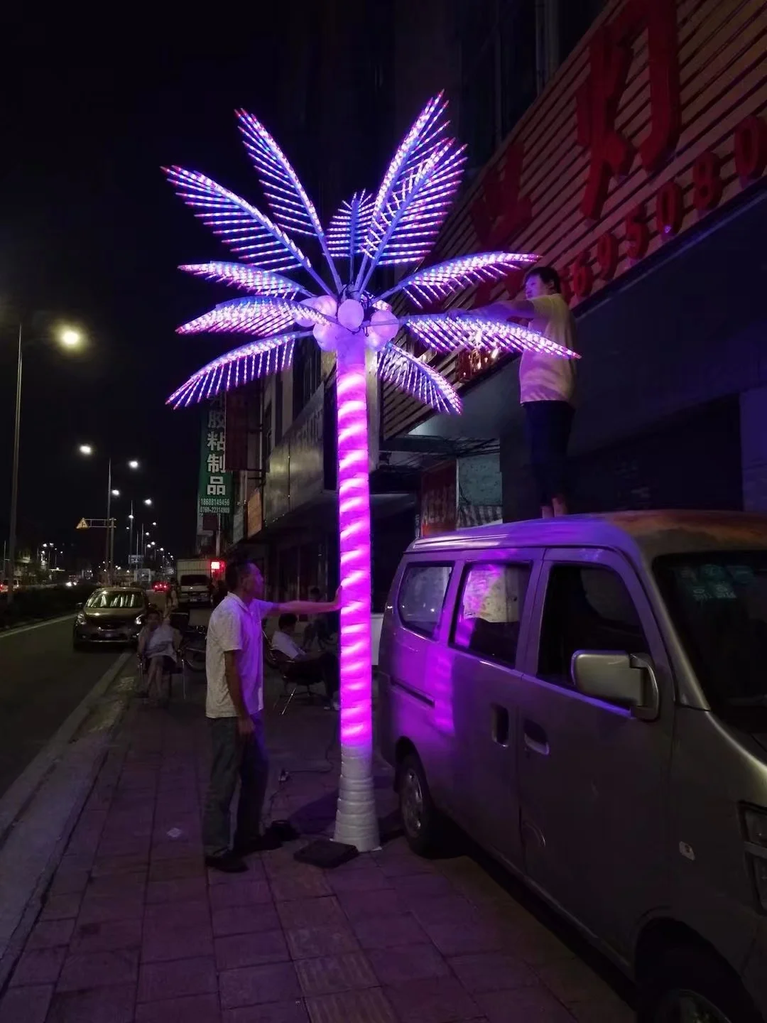 new beauty products 2022 solar powered flowers garden stake light large palm tree neon light led lights for tree