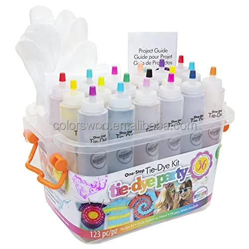 One-Step Tie-Dye Party, 18 Pre-Filled Bottles, Creative Group Activity, All-in-1 Fashion Design Kit, 1 Pack, Rainbow