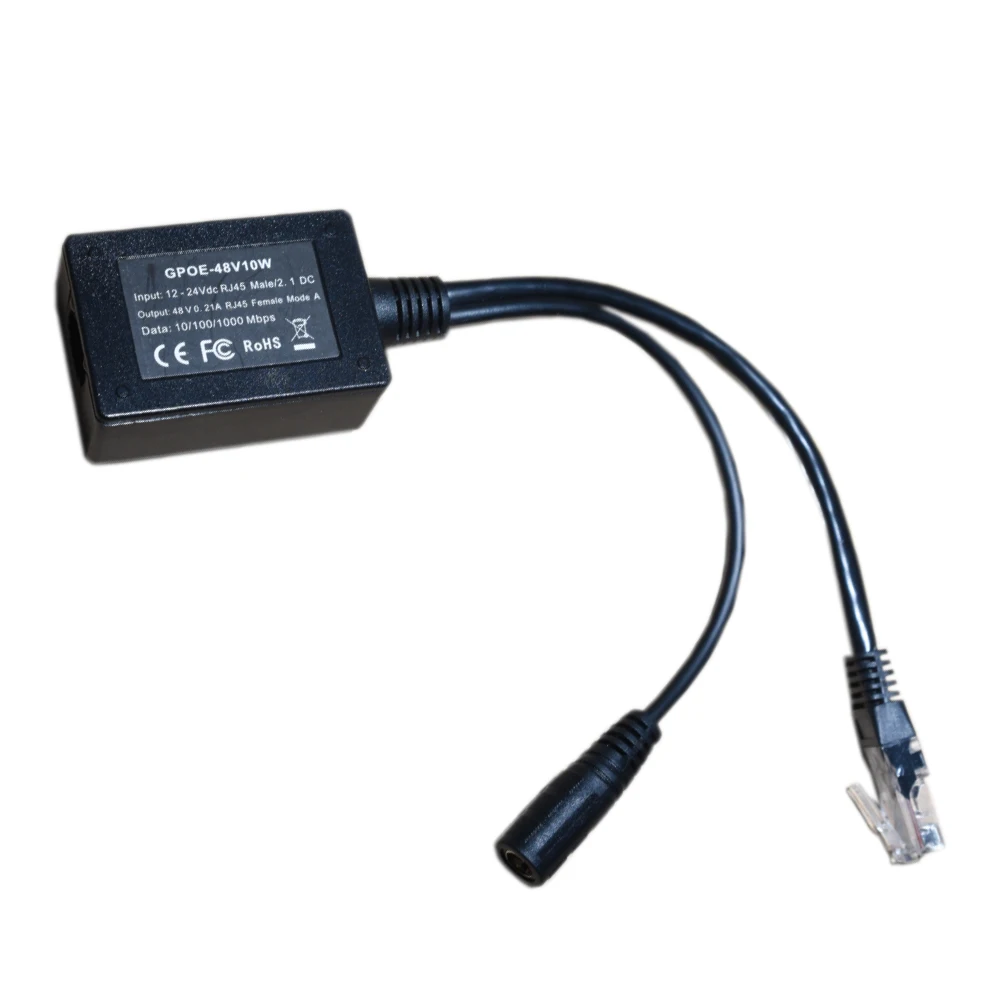 GPOE-48v10w Gigabit 802.3af Power over Ethernet 48 volt step up injector