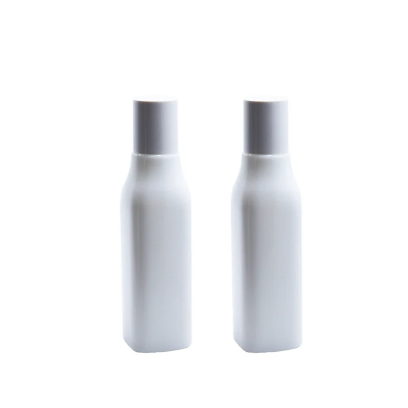 Square 120ml Threaded opal white Ceramics Essential Oil Bottle white porcelain lotion bottle with pump spray cap