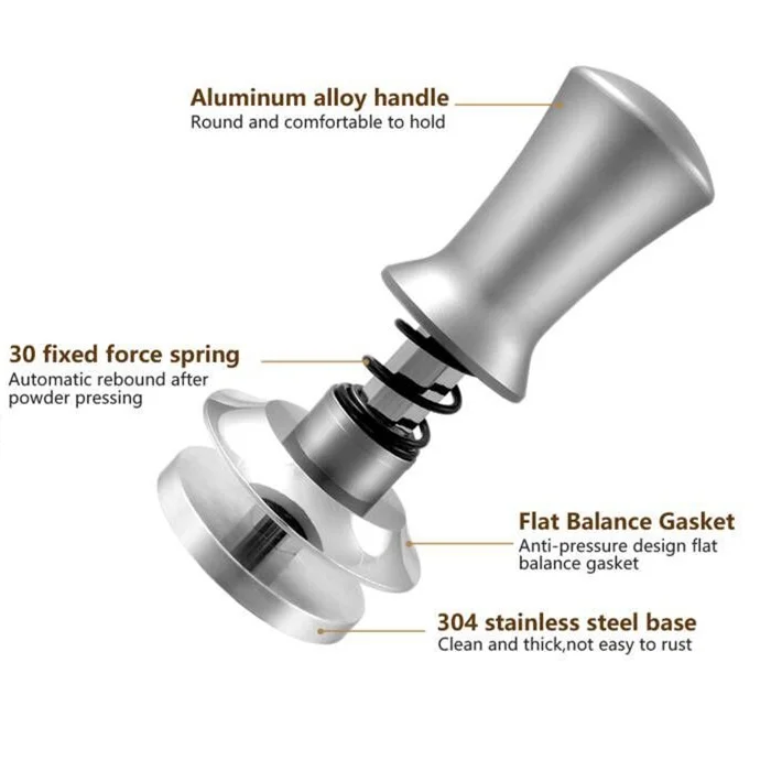 Hotsell 30lbs of pressure powder coffee distributor tamper auto coffee tamper 49