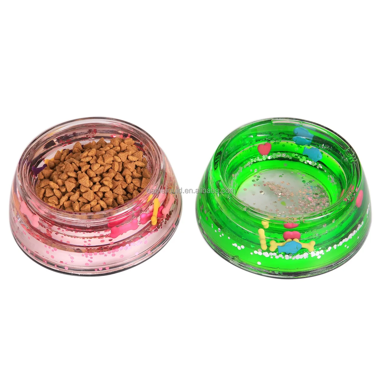 Новинка акриловая миска для домашних животных из нержавеющей стали с плавающим блеском