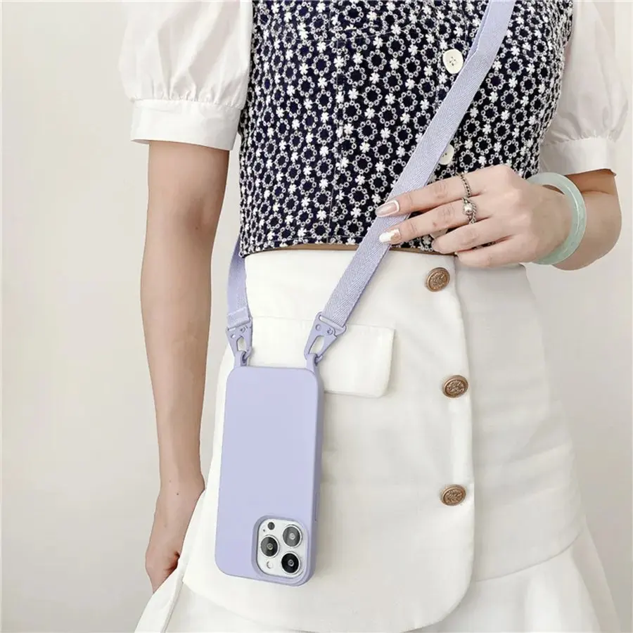 Soft Silicone Necklace Lanyard Crossbody phone case with crossbody strap for phone case vivo phone 11 pro14 Pro Max