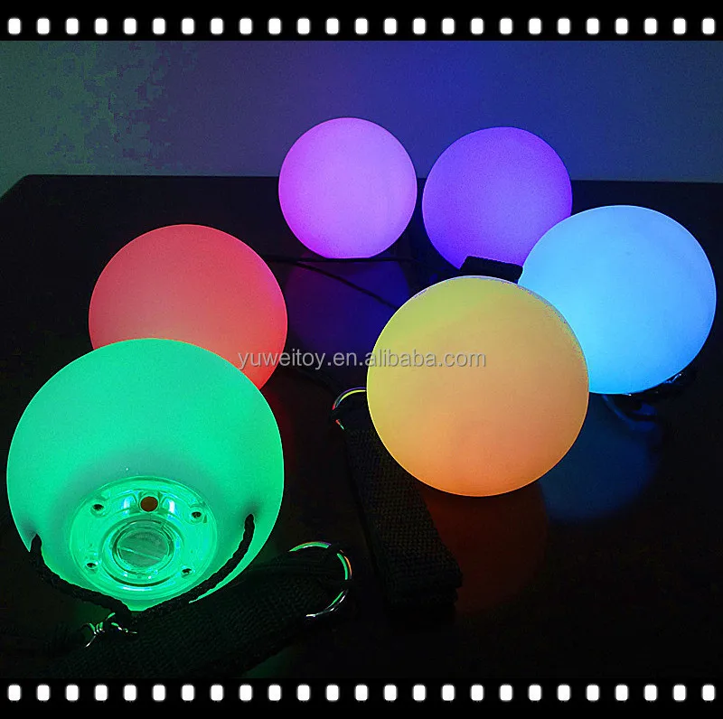 Battery Operation Colorful Lamp Pressure Reducing Squeezing with Cable Health Sports Training LED Toy Poi Ball 1