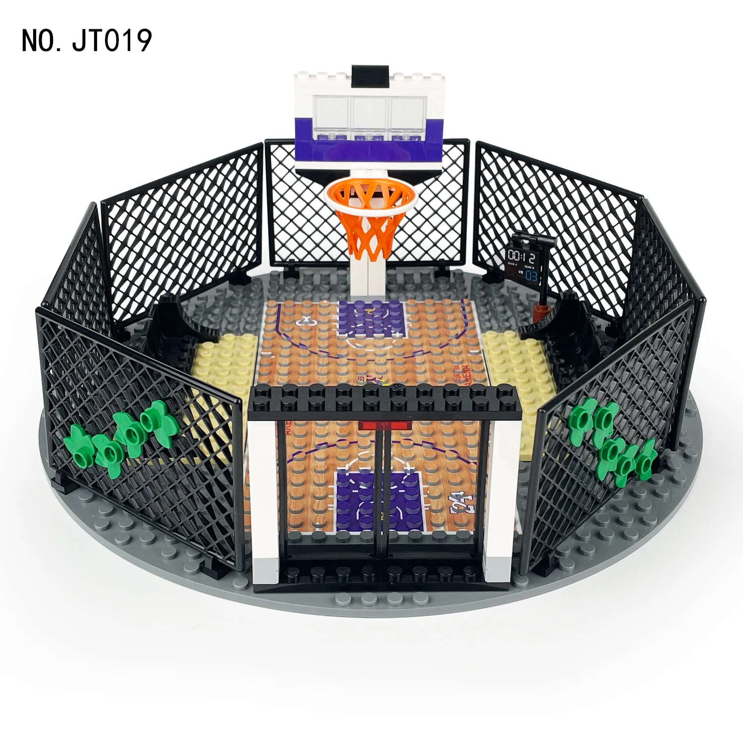 85PCS Street community basketball court small particle kids toys building blocks round building children assembled toy sports