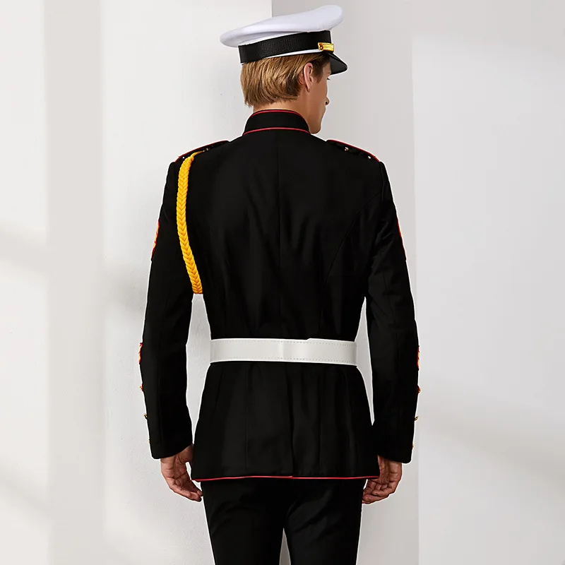 High Quality Fashionable Custom Winter Black Airport Hotel Work Wear Royal Security Guard Uniforms for Men