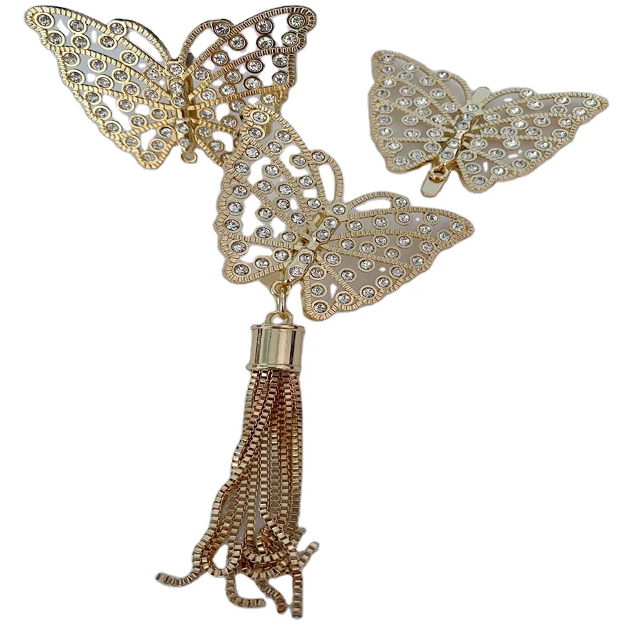 Factory price diamond butterfly style decoration accessory sliver  gold silver color for women handbag arts and crafts