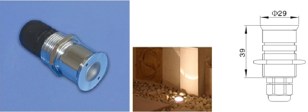 RGB IP68 LED fiber optic buried end fitting for underwater pool light