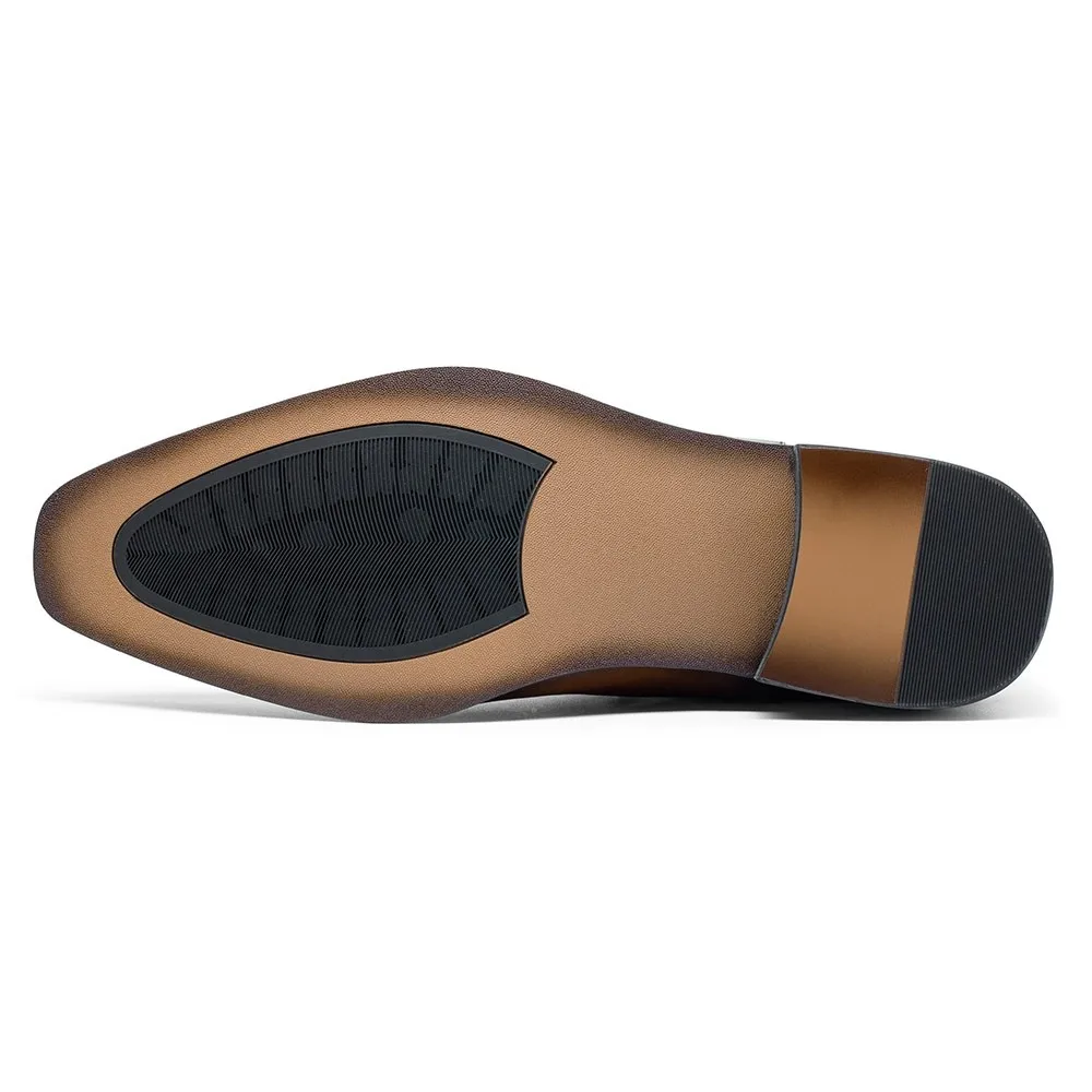 Wholesale Brown Chelsea Boots Men Elevator Shoes Height Increasing Dress Shoes 7CM / 2.76Inches