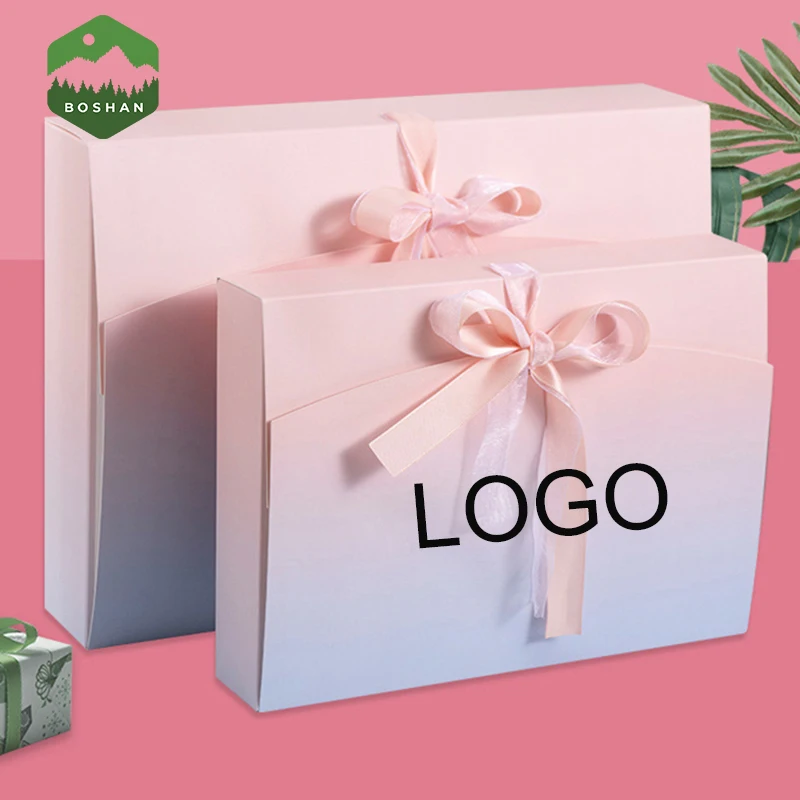 Custom Logo Bow Ribbon Gifts Carton Paper Packing Scarf Box Pajamas Shirt Packaging Boxes Gift Package