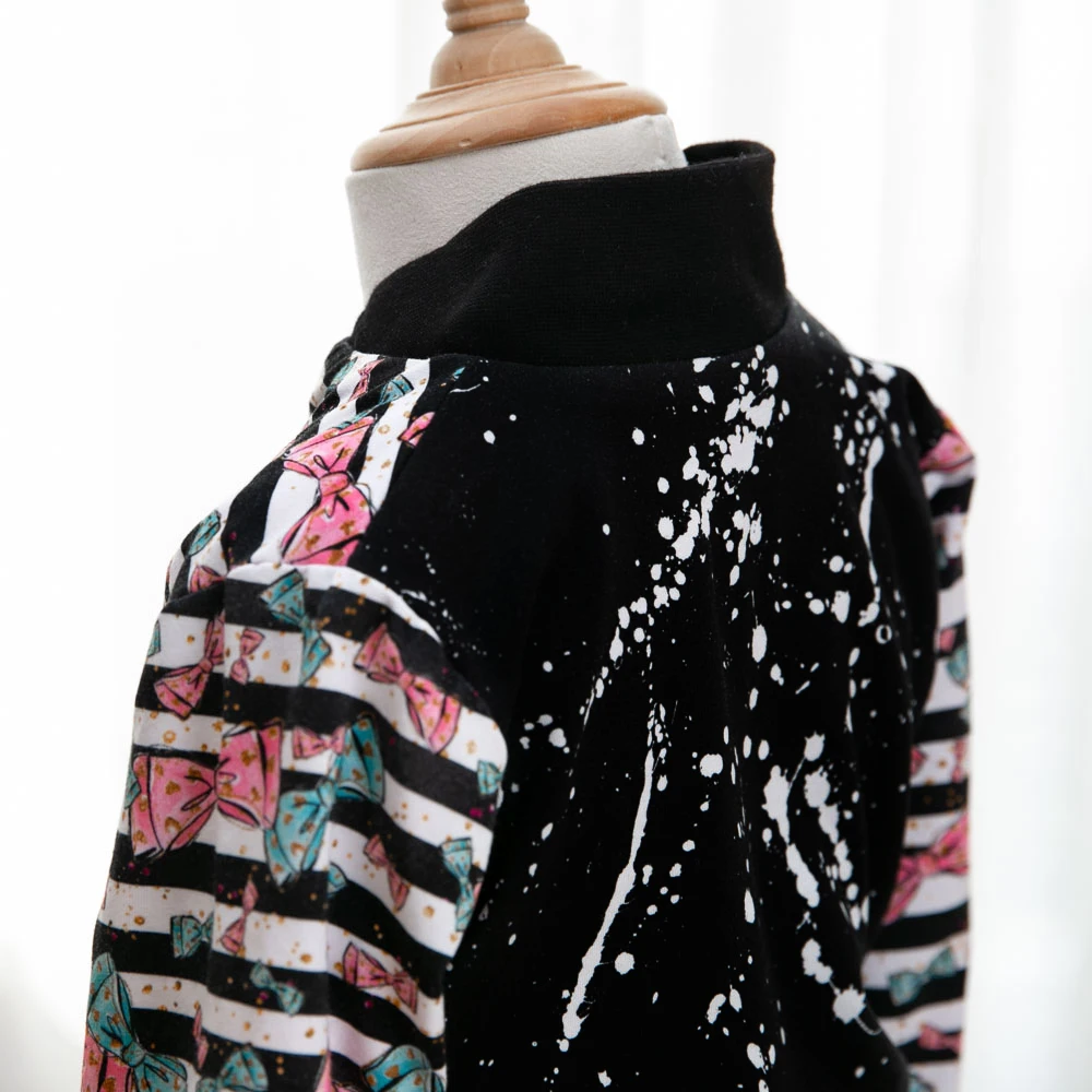 
Custom children clothing digital printed cotton baby sweatshirt high quality stitching kids girls clothes 