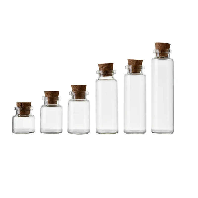 Wholesale 4-20ml cork bottle glass vial pendant laboratory bottles for testing essential oil wishing purpose