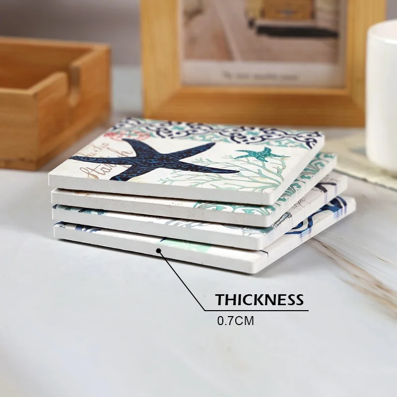 Blank Ceramic Coasters White Matte 4 inch Absorbent Sandstone souvenir custom printed coffee tea wine cup Coaster