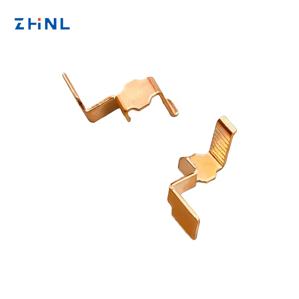 Factory custom OEM precision electric stamping part, brass stamping parts of socket/switch spring terminal contact