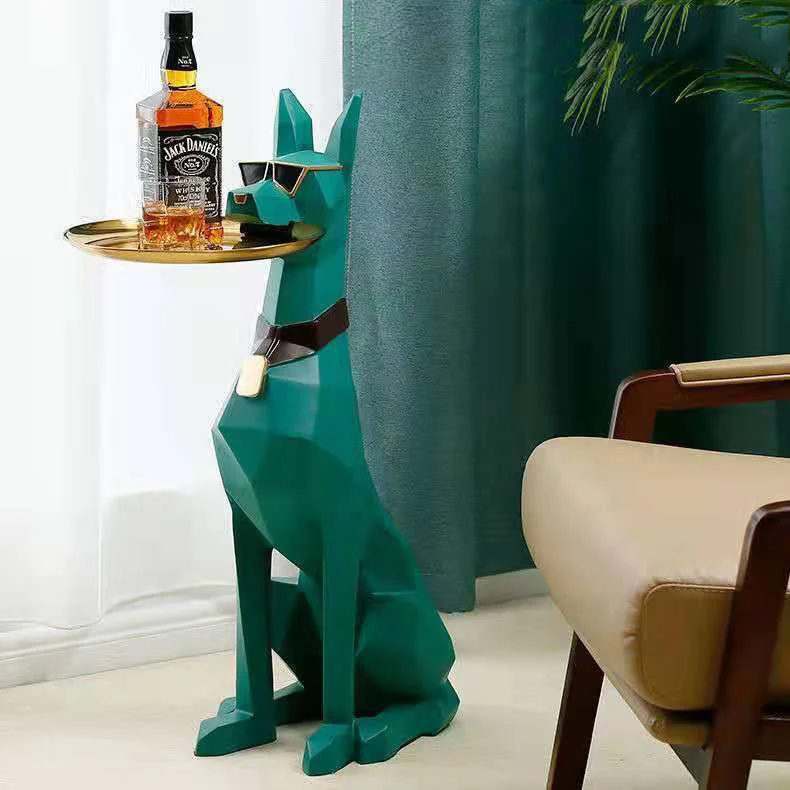 Factory Price Coffee Tables Luxury Gentleman Dog Statue Floor Standing Ornaments Creative Modern Side Tables Living Room