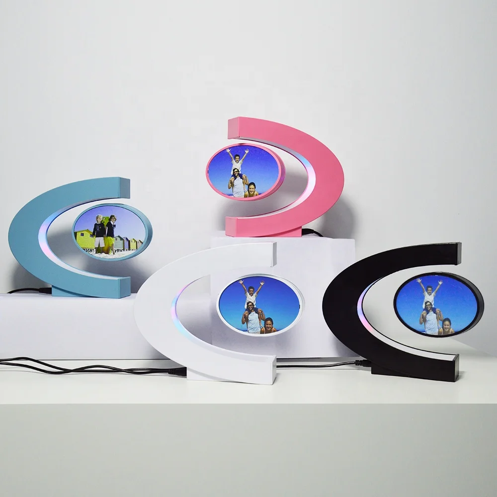 Novelty technology ABS Magnetic Floating picture frame levitating Plastic photo frames for home office decor gifts