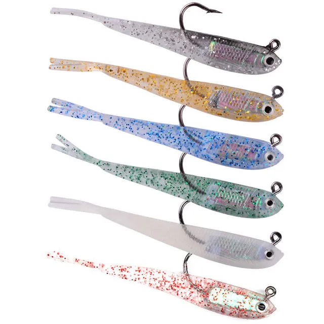 Custom Forktail Jig Head Lure 75mm 6g Fishing Lures Luminous Soft Sorm Slipper Seabass Blackfish Bait