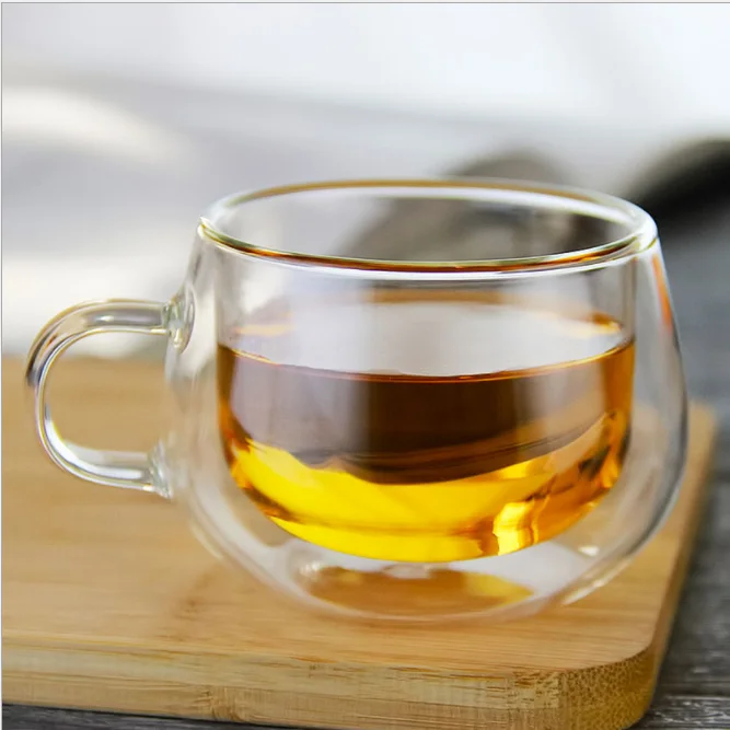 New glass filter flower tea cup with lid and handle