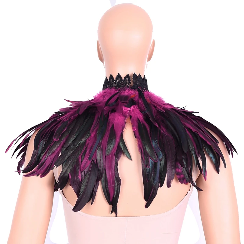 2024 New Lingerie Women Plus Size Feather Shawl Scarf Gothic Feather Adjust Performance Feather Halloween Carnival Rave Cloak