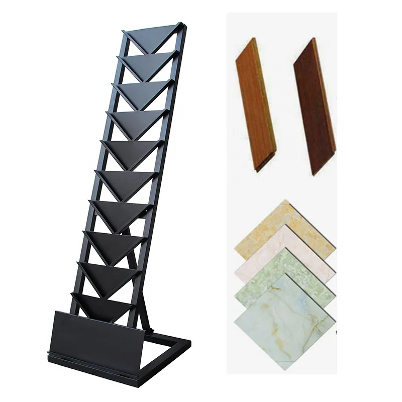 High Quality Exhibition Hall Floor Ceramic Tile Display Racks Holder Marble Stone Slab Wood Board Metal Display Stand