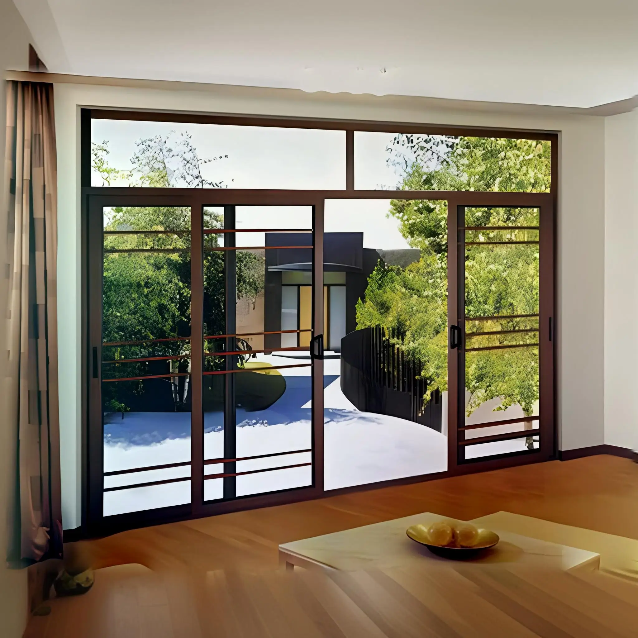 Aluminum thermal insulated Low-E aluminium profile sliding wardrobe doors retractable fly screen for sliding doors