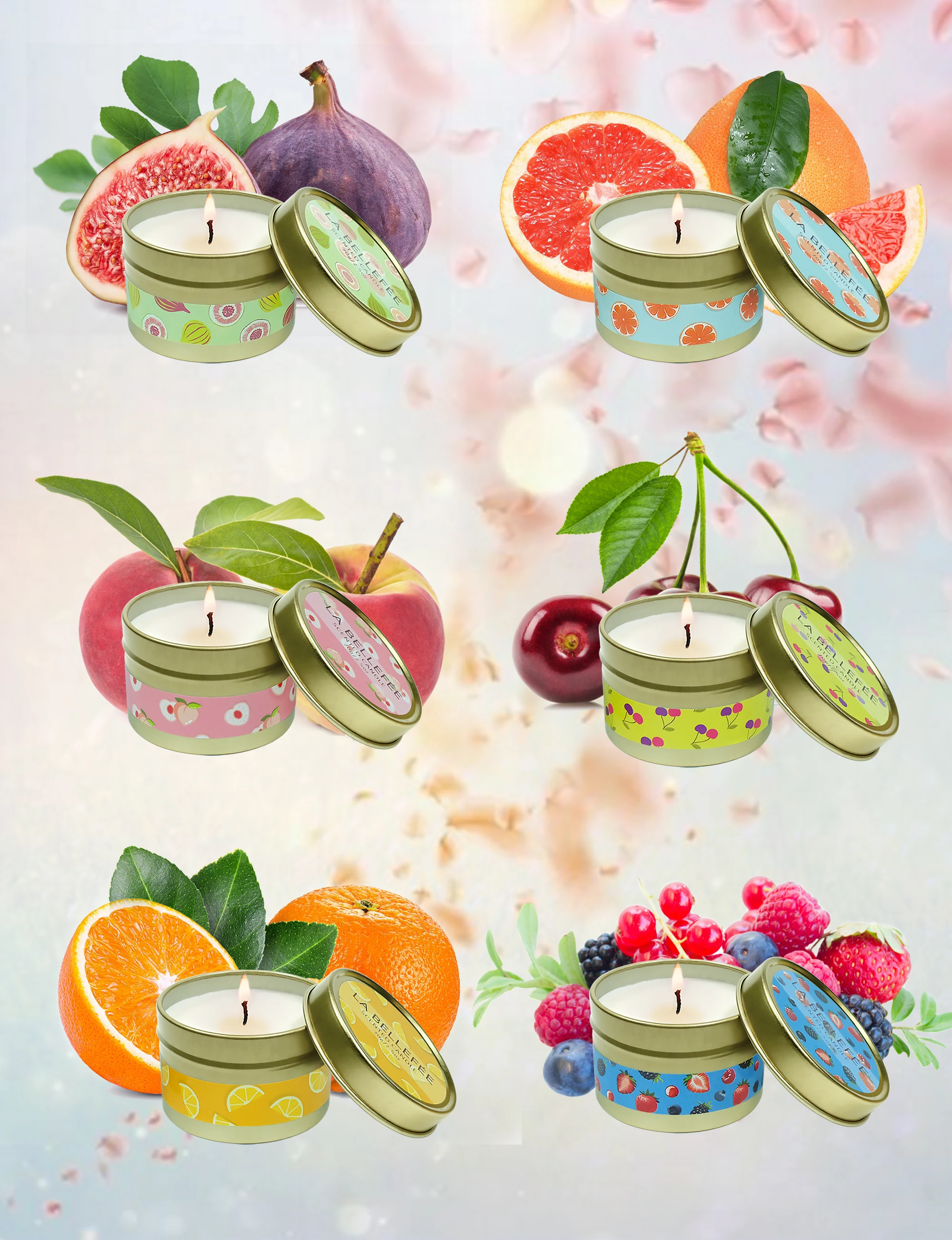 Custom Fruit Scented Candle Gift Set Soy Wax Making Candle in Tin for Home Decor Birthday