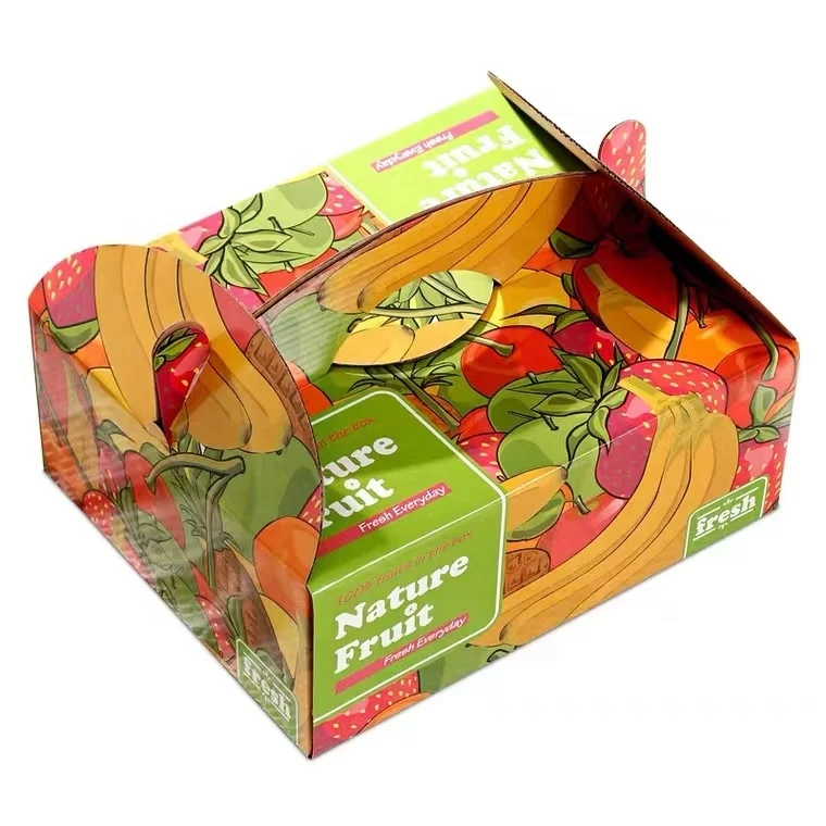 Custom Printing Fruit Vegetable Box Eco-Friendly Recycle Folding Mango Tomatoes Carton Corrugated Paper Packaging Carton Box