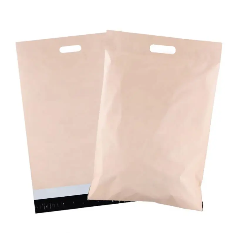 custom logo printing 100% biodegradable mailing bags with handle packaging envelopes bags nude color