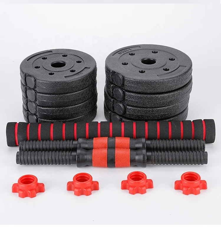 10kg Custom Logo Rubber Coated Cement Of Weight Lifting Dumbbell Gym Home Use Adjustable Detachable Dumbbells Barbells Sets