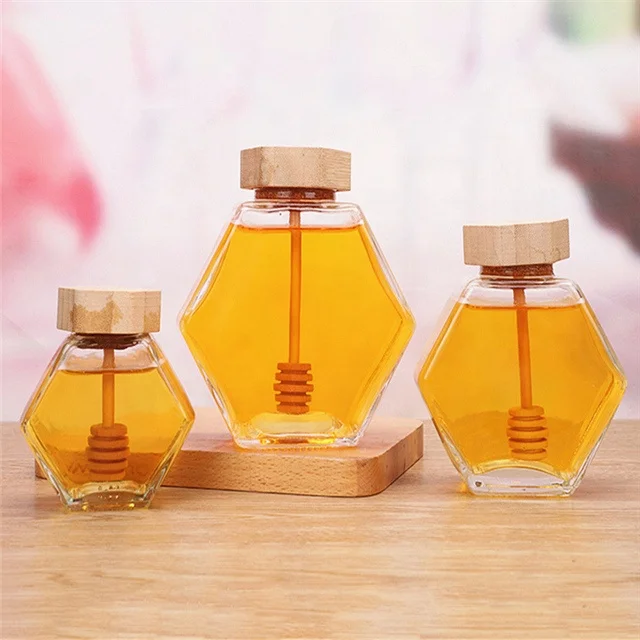 220 мл 380 стеклянная банка для меда шестигранная с медницей мини-емкость