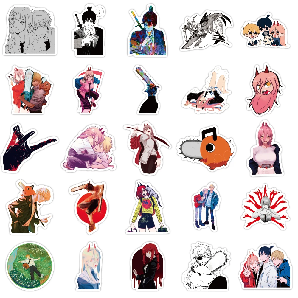 e-50pcs Japanese anime chainsaw series graffiti stickers packs for car motorcycle suitcase guitar notebook wholesale