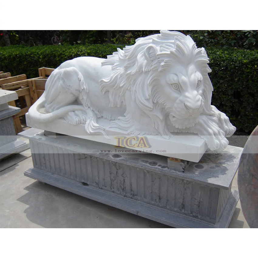 Outdoor Life size High quality White Mable Stone LIion  For decoration