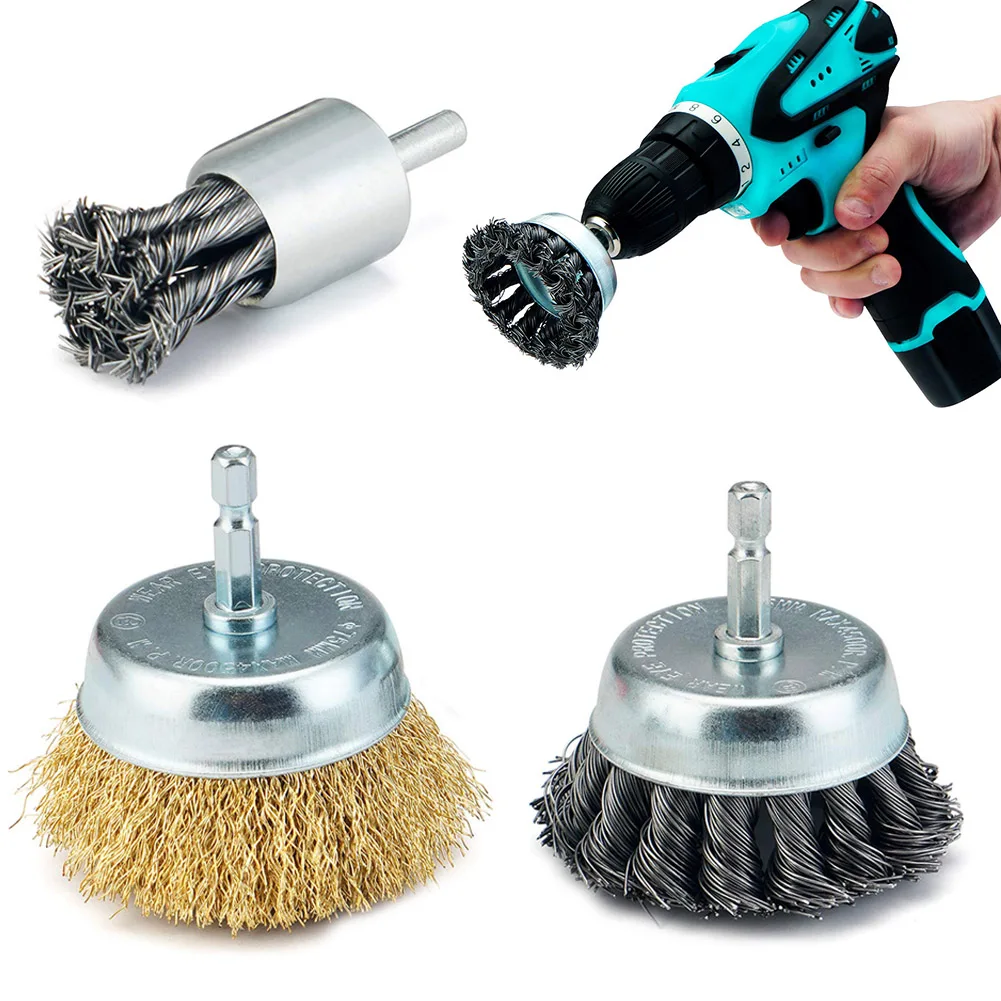 PEX Steel Wire Wheel Brush Rotary Tool Metal Cup Brush Rust Removal Polishing Grinding Drill